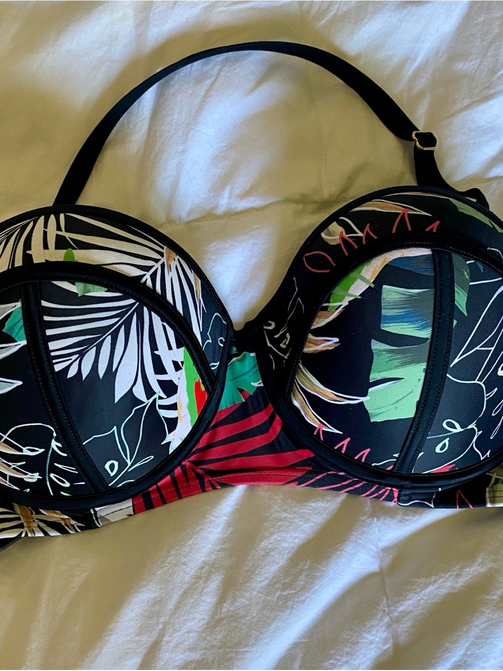 Swimsuits For All Black Tropical Underwire Bikini Top